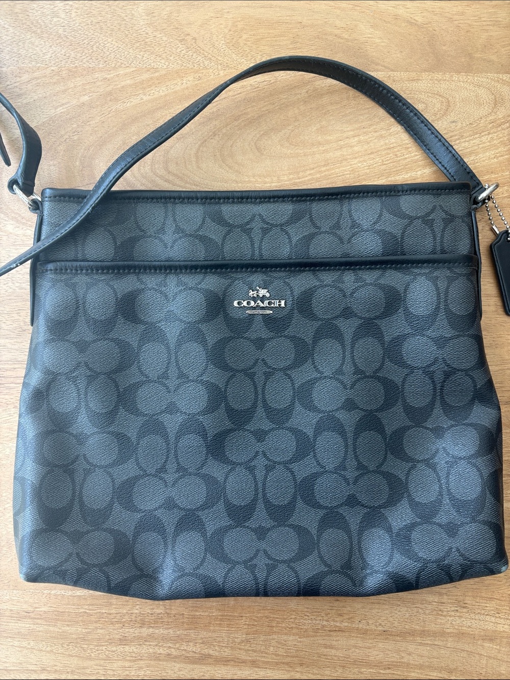 Coach Black Signature Monogram Crossbody Bag